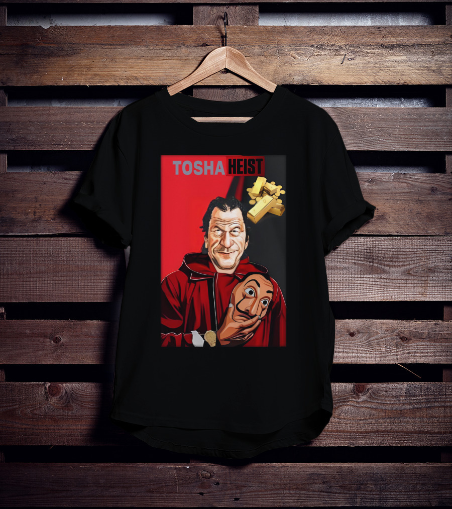 Tosha Heist Garb House Masked Figure With Gold Bars T-Shirt
