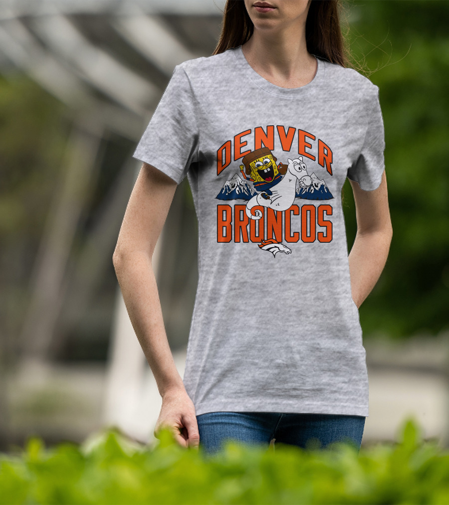 Denver Broncos Homage X Spongebob Men's Fanatics Gray Pro Shop T-Shirt