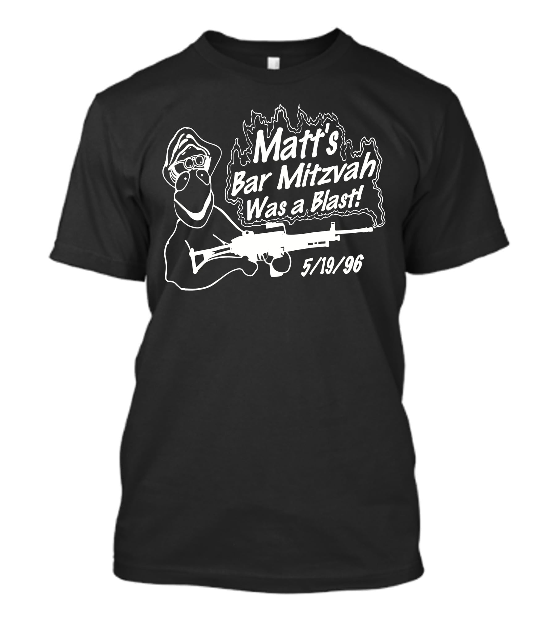 Matt's Bar Mitzvah Was A Blast 5/19/96 With Cartoon Figure And Weapon T-Shirt