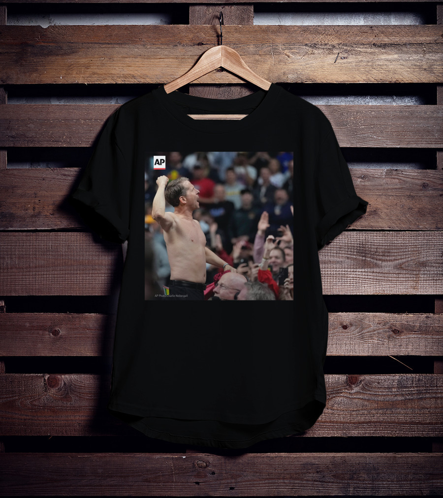 Eric Musselman Celebrates Shirtless Amid Cheering Crowd T-Shirt