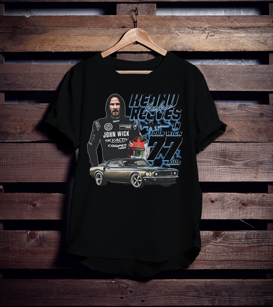 Keanu Reeves John Wick Racing Car 77 Kills T-Shirt