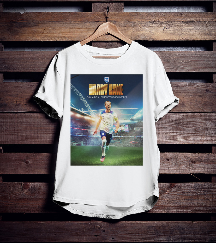 Harry Kane England's All-Time Record Goalscorer Wembley Stadium Celebration Footballer T-Shirt