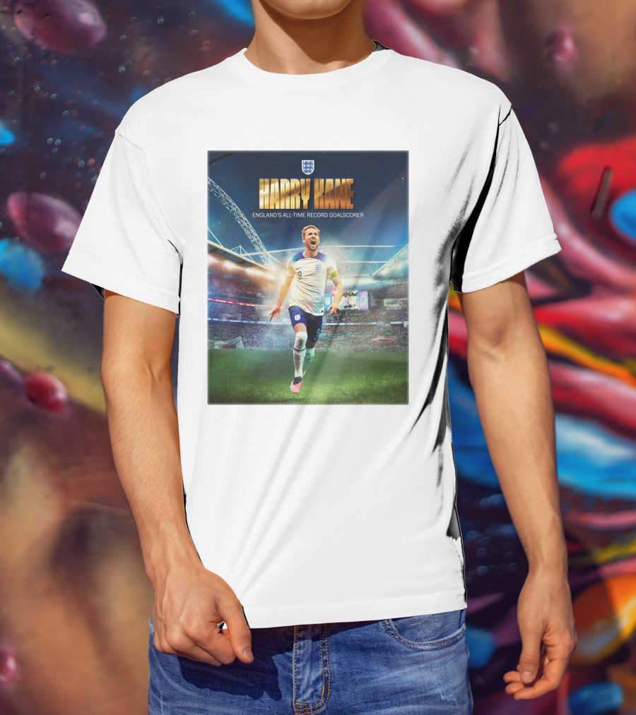 Harry Kane England's All-Time Record Goalscorer Wembley Stadium Celebration Footballer T-Shirt