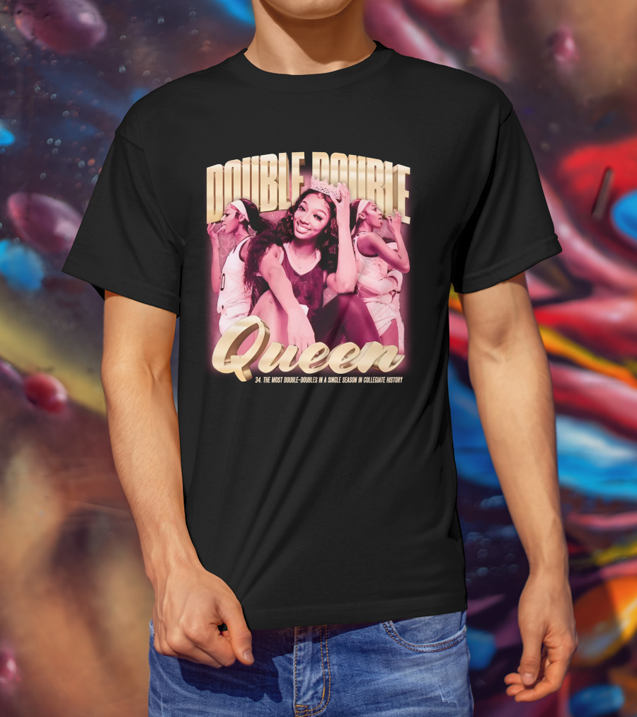 Angel Reese Double-Double Queen 34 Most Double-Doubles In A Single Season In Collegiate History T-Shirt