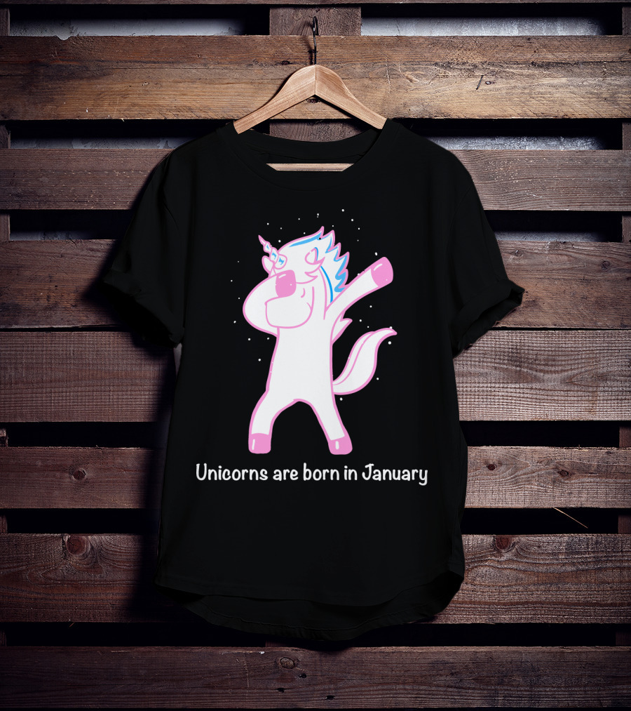 Dabbing Unicorn Celebrating Birthdays In January T-Shirt