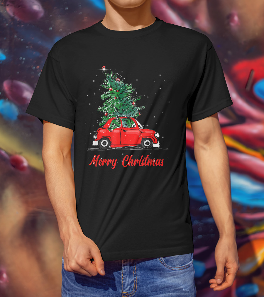 Merry Christmas Red Truck With Christmas Tree Pajama Gifts T-Shirt
