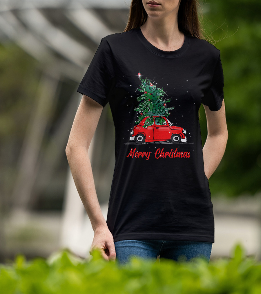 Merry Christmas Red Truck With Christmas Tree Pajama Gifts T-Shirt