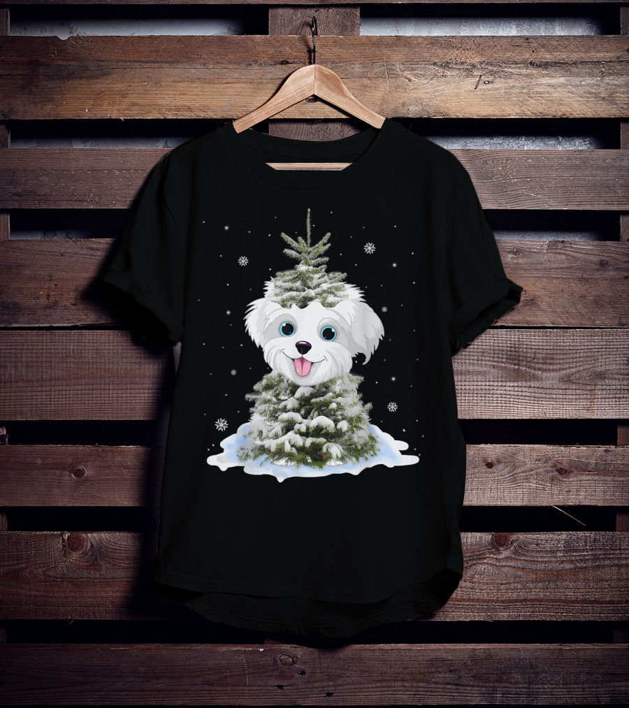 Maltipoo Christmas Tree Funny Snow Holiday Gifts T-Shirt