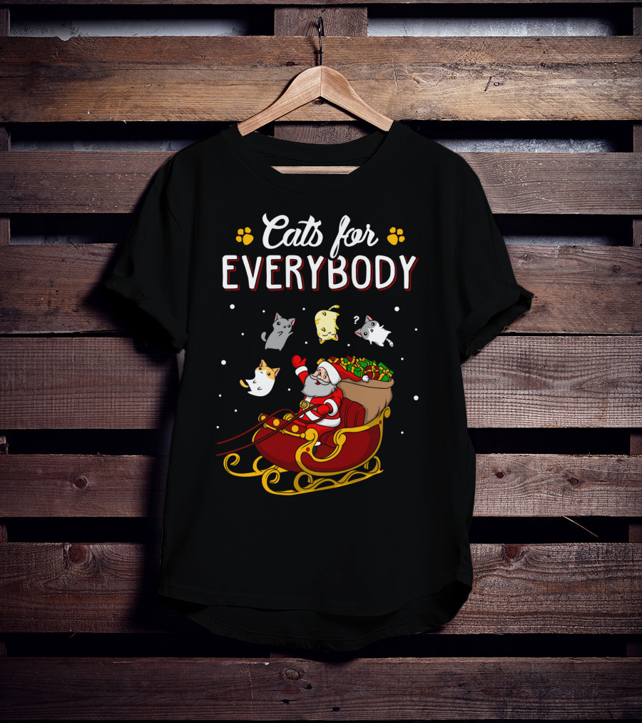 Cats For Everybody Santa Sleigh With Cats T-Shirt