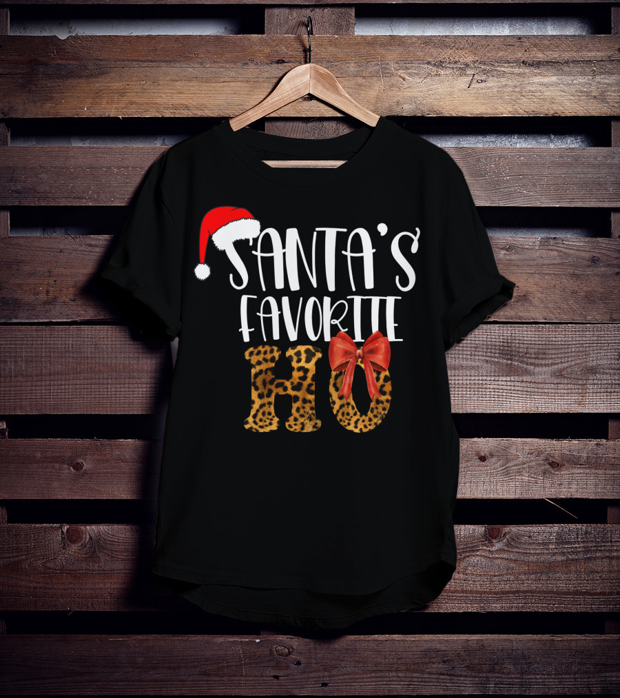 Santa's Favorite Ho Cheetah Print Christmas Holiday T-Shirt