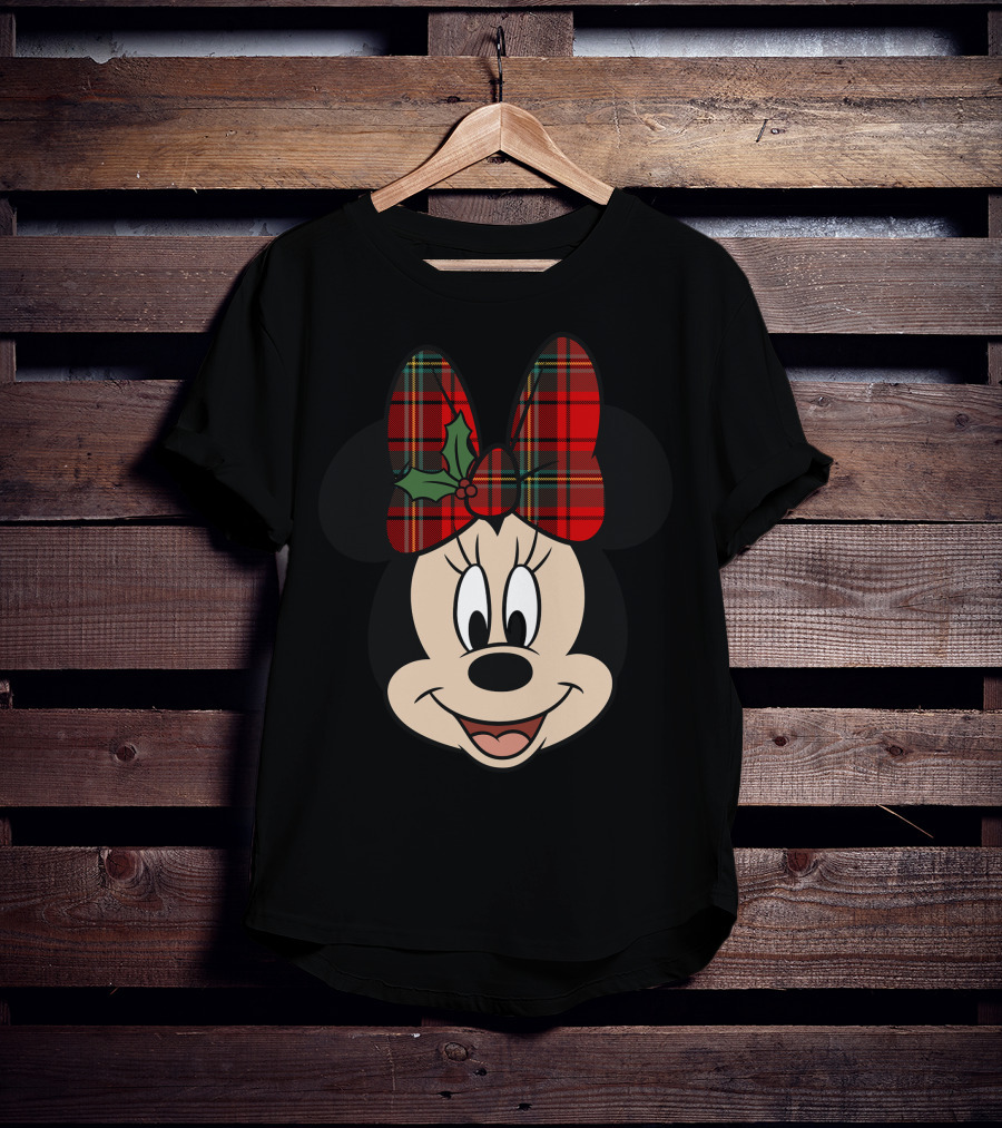 Minnie Mouse Red Plaid Bow With Holly Disney T-Shirt