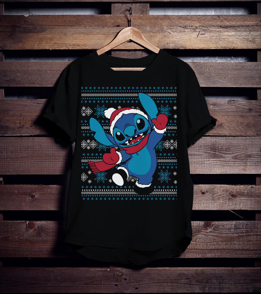Disney Stitch Festive Christmas Holiday Cheer T-Shirt