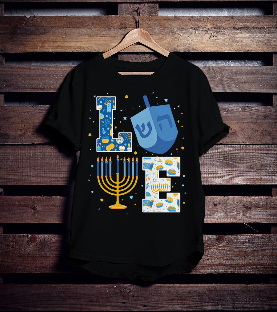 LOVE Hanukkah Dreidel Menorah Chanukah T-Shirt