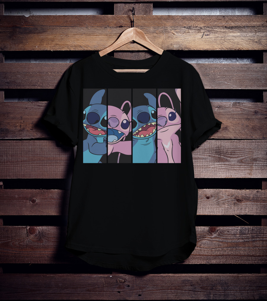 Disney Lilo And Stitch Boxed Faces Patchwork Characters T-Shirt