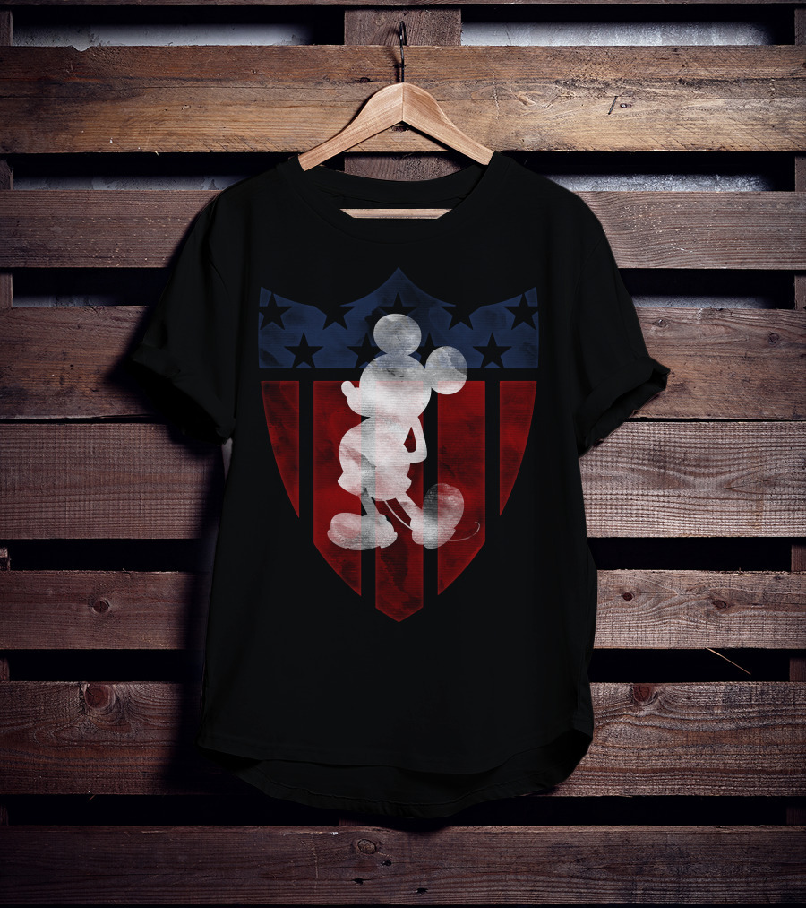 Vintage Disney Mickey Mouse Americana Shield T-Shirt