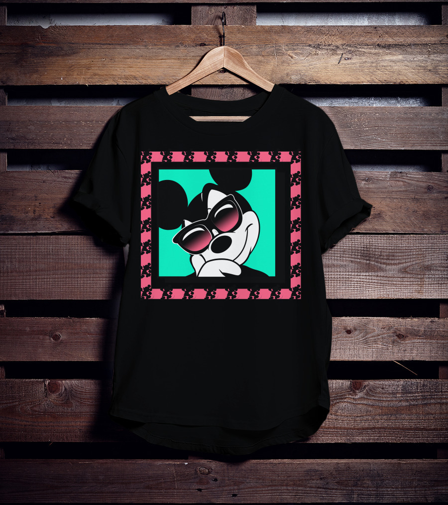 Mickey Mouse Cool Shades Neon Border T-Shirt