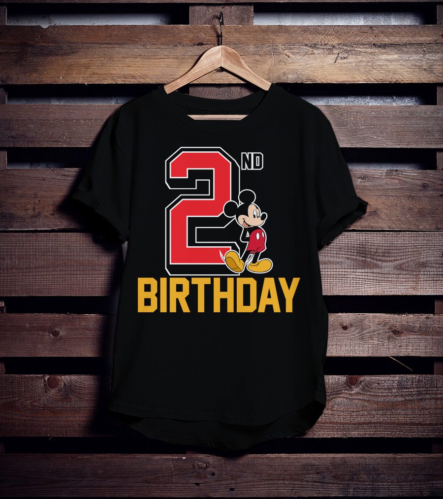 Mickey Mouse 2nd Birthday Celebration With Disney Themes T-Shirt