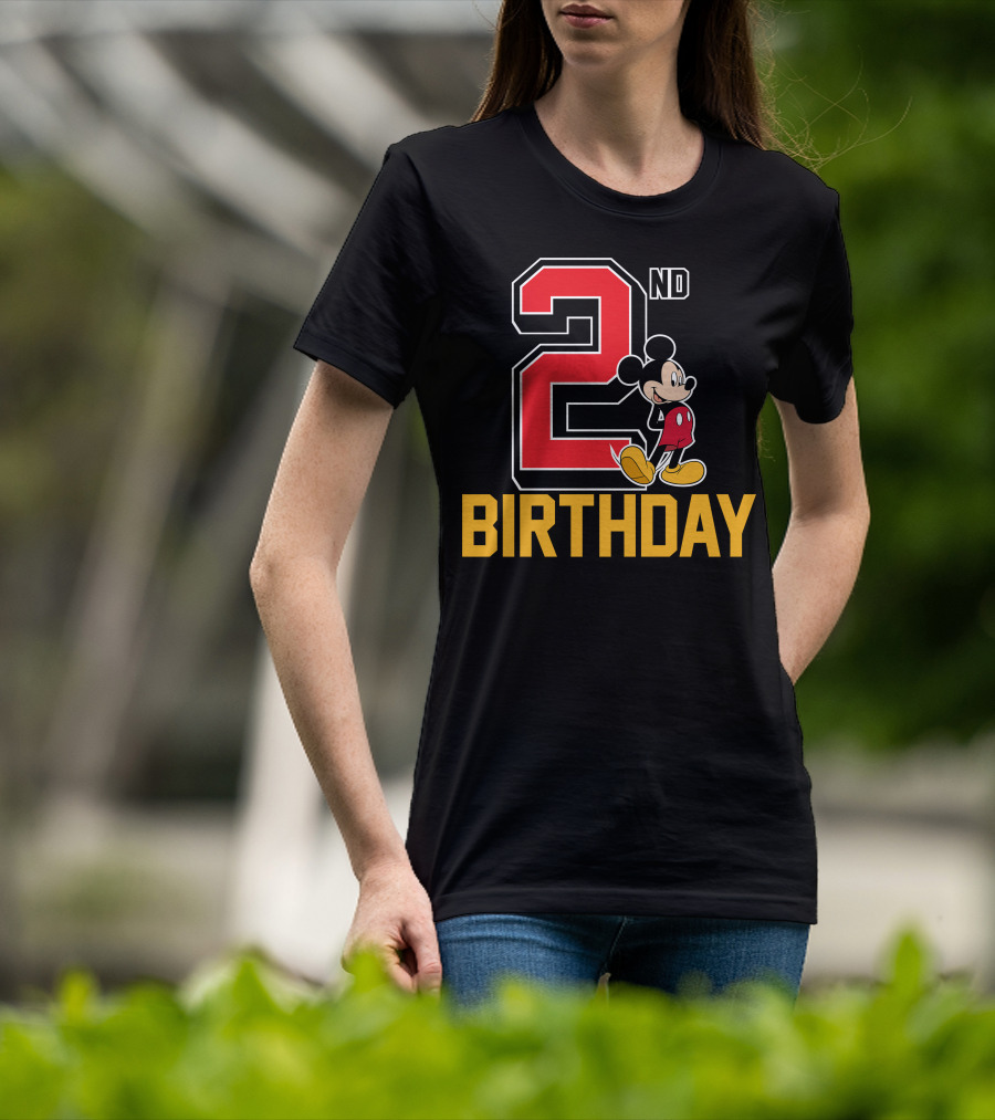 Mickey Mouse 2nd Birthday Celebration With Disney Themes T-Shirt