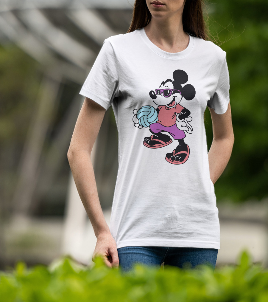 Disney Mickey Mouse Sunglasses Volleyball Playa Vibes T-Shirt