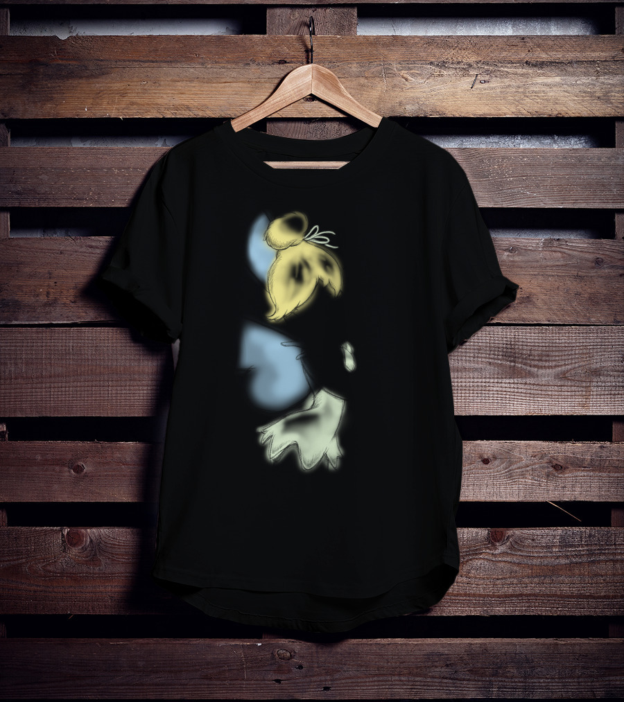 Disney Peter Pan Tinkerbell Black Airbrush Sketch Stars T-Shirt