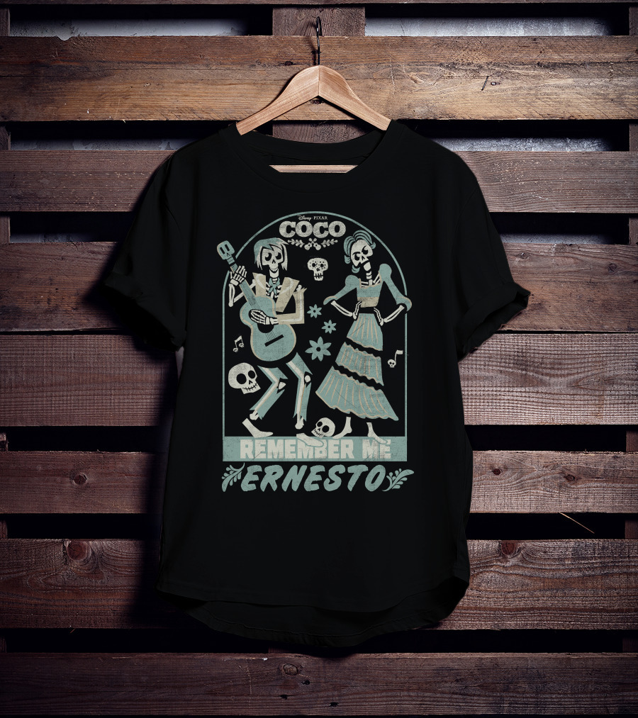 Disney Pixar Coco Remember Me Ernesto Skeleton Guitar T-Shirt