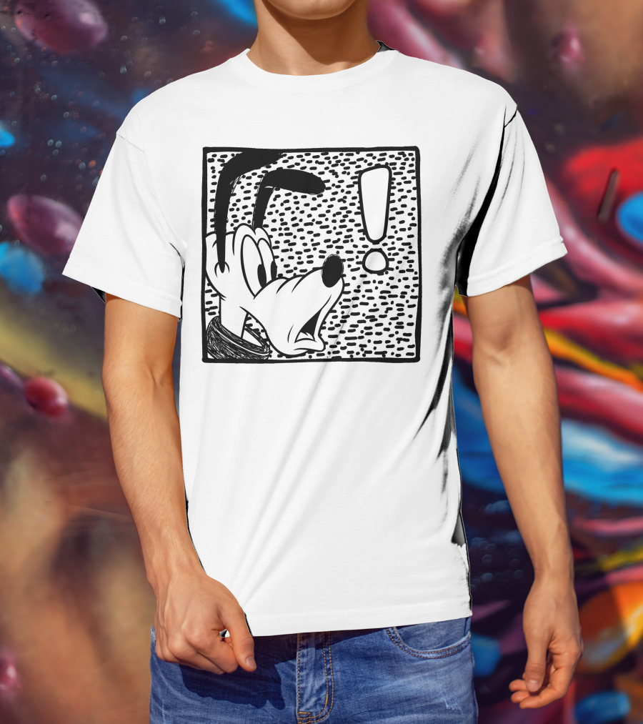 Disney Pluto Shocked Exclamation Point Reaction T-Shirt
