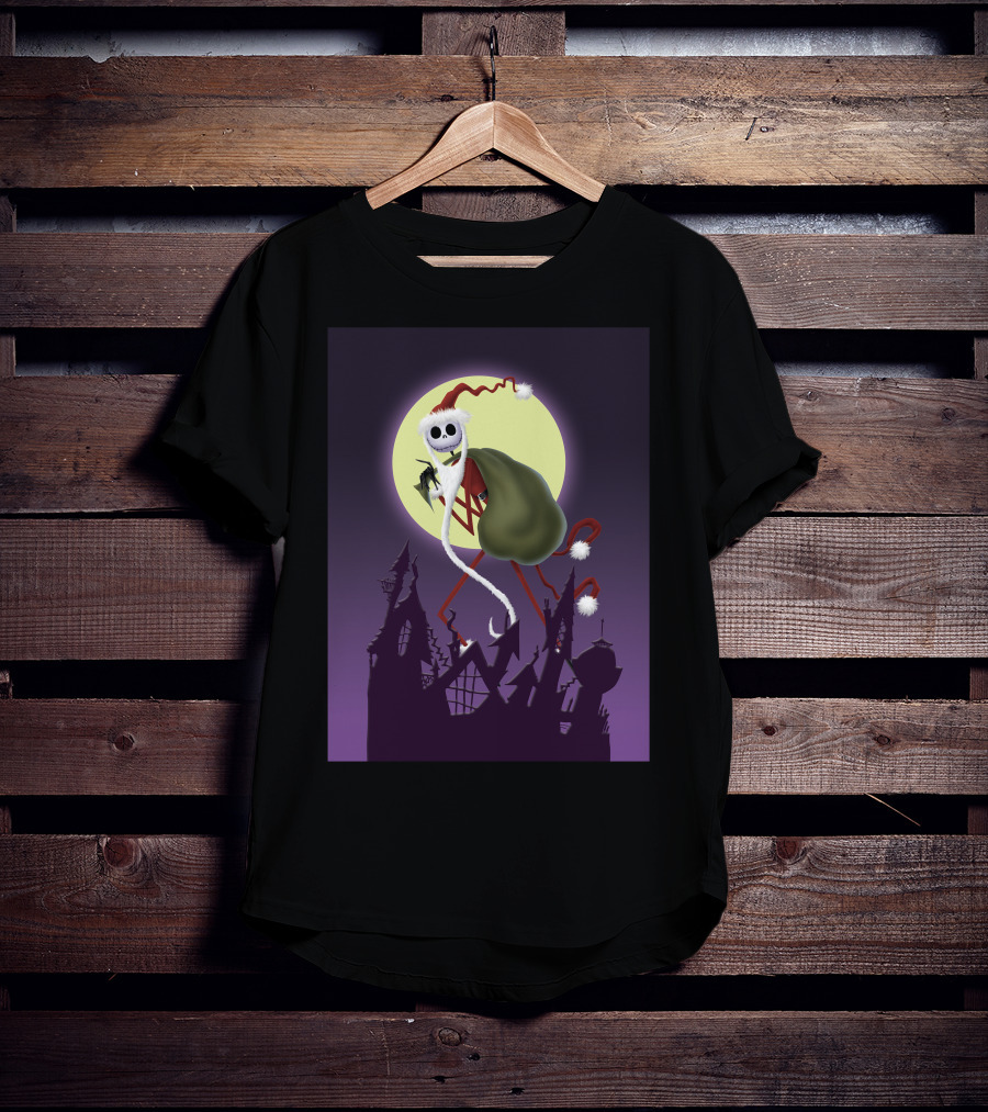 Disney Skellington Claus Jack Skellington Santa Christmas Moon T-Shirt