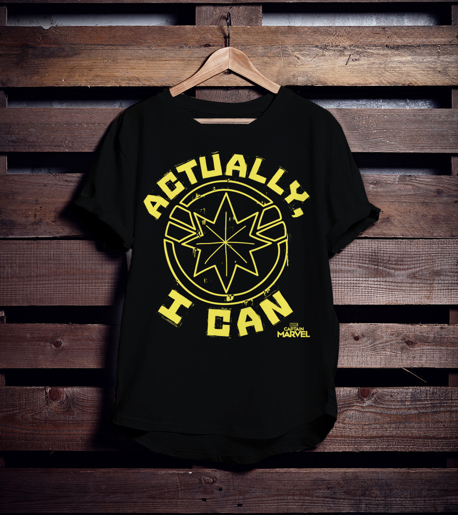 Captain Marvel Actually I Can Yellow Starburst T-Shirt