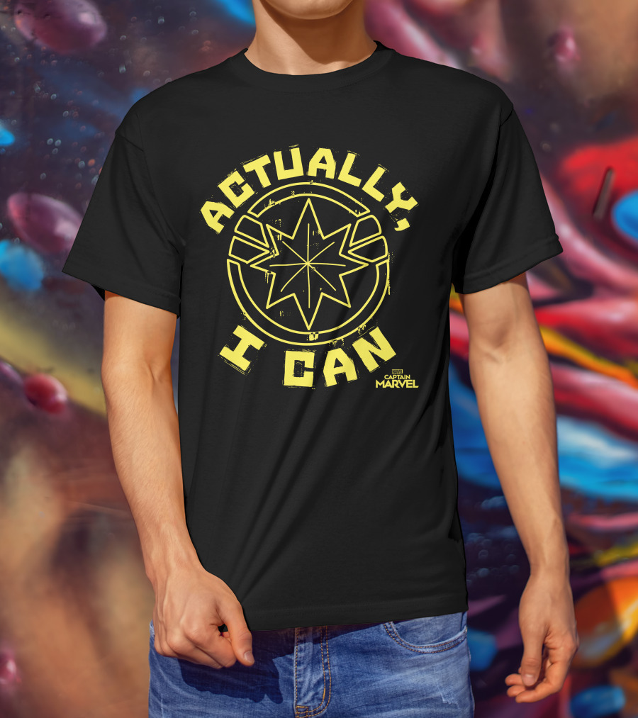 Captain Marvel Actually I Can Yellow Starburst T-Shirt