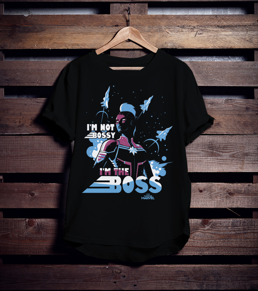 Captain Marvel I'm Not Bossy I'm The Boss Space Blue Red T-Shirt