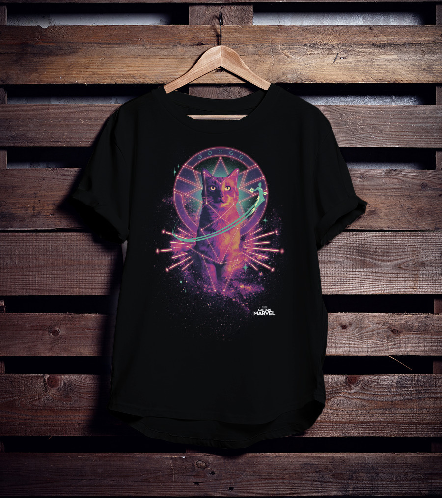 Captain Marvel Goose Cosmic Neon T-Shirt