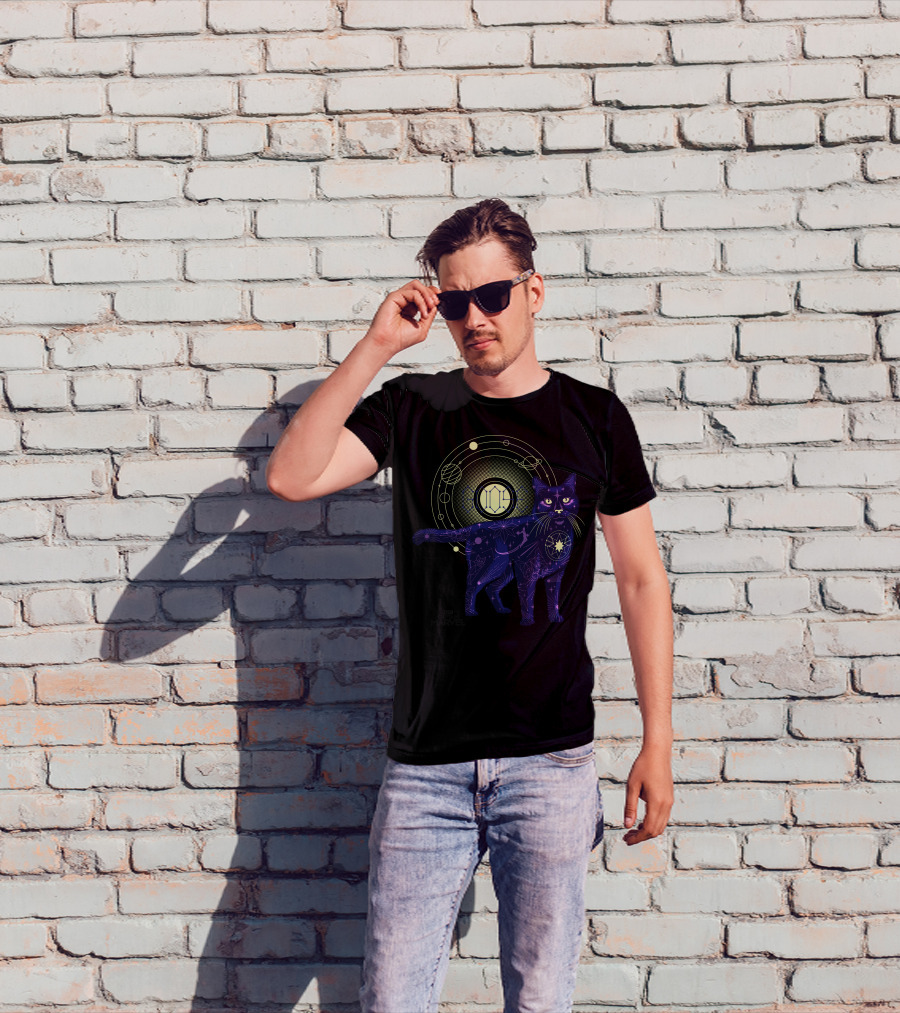 Captain Marvel Movie Goose Cat Geometric Galaxy T-Shirt