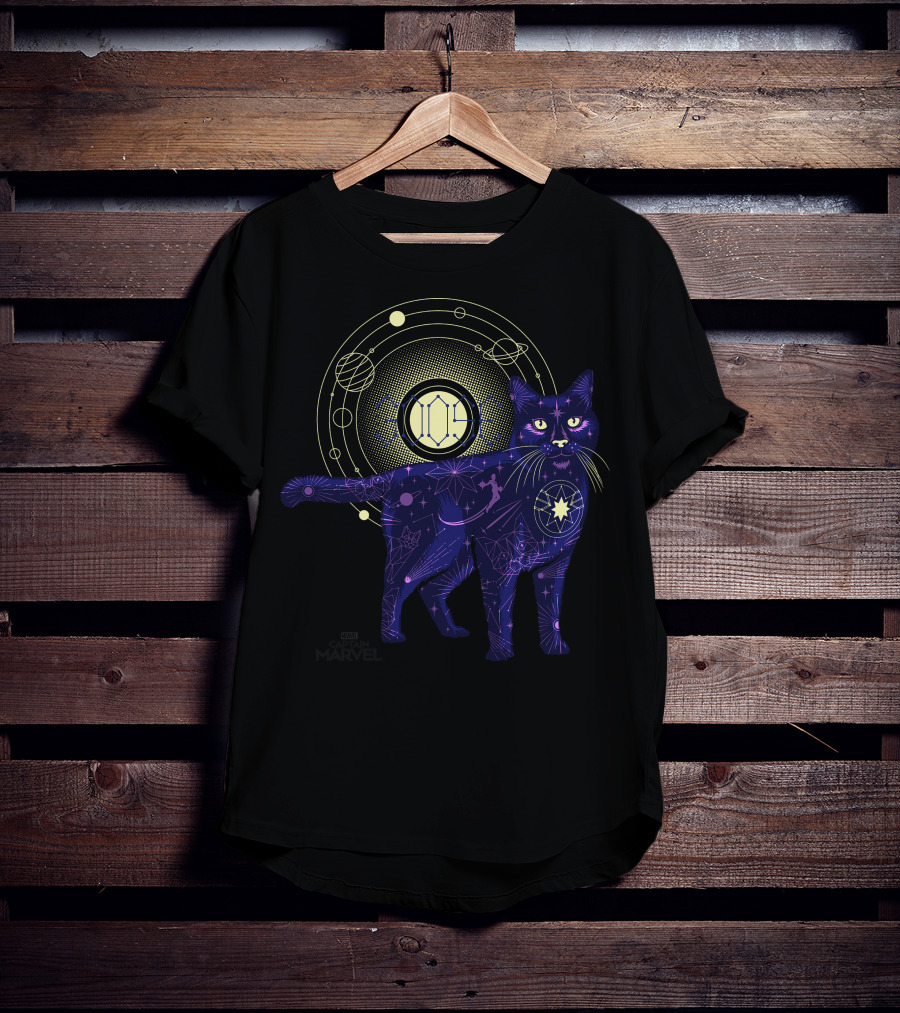 Captain Marvel Movie Goose Cat Geometric Galaxy T-Shirt