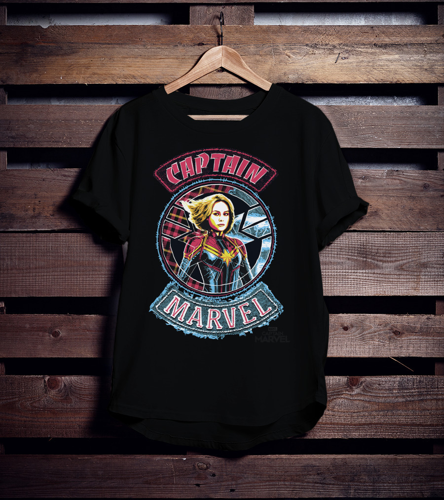 Captain Marvel Stitched Patched Emblem T-Shirt