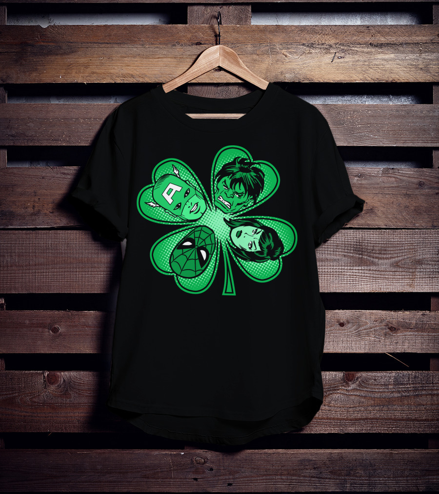Marvel Avengers Shamrock Captain Spider Hulk Widow T-Shirt