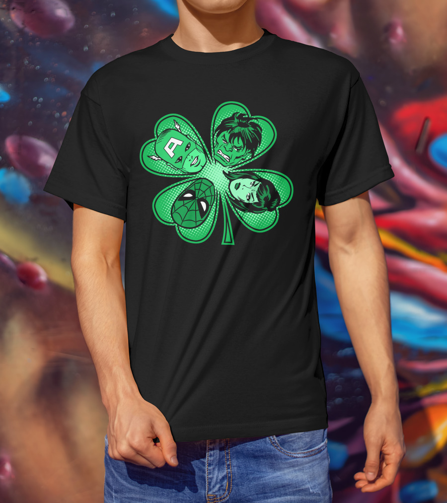 Marvel Avengers Shamrock Captain Spider Hulk Widow T-Shirt