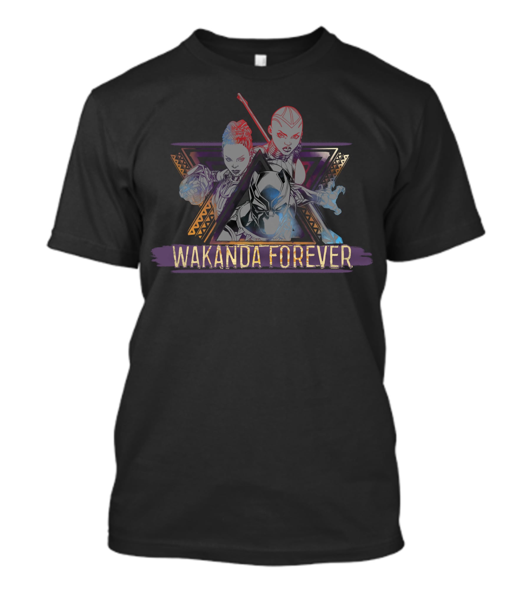 Marvel Wakanda Forever Black Panther Trio Gleam Group Shot T-Shirt