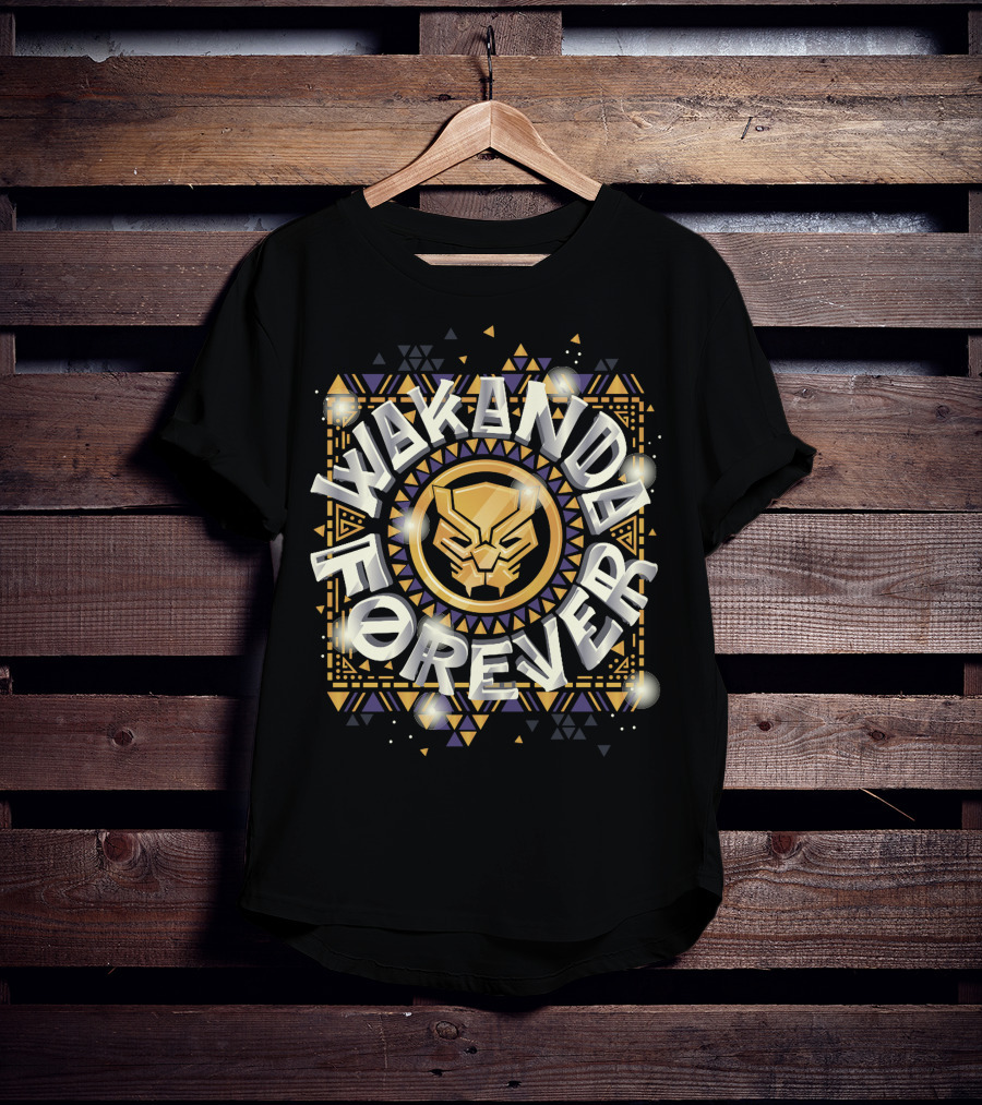 Wakanda Forever Marvel Black Panther Gleaming Symbol Square T-Shirt