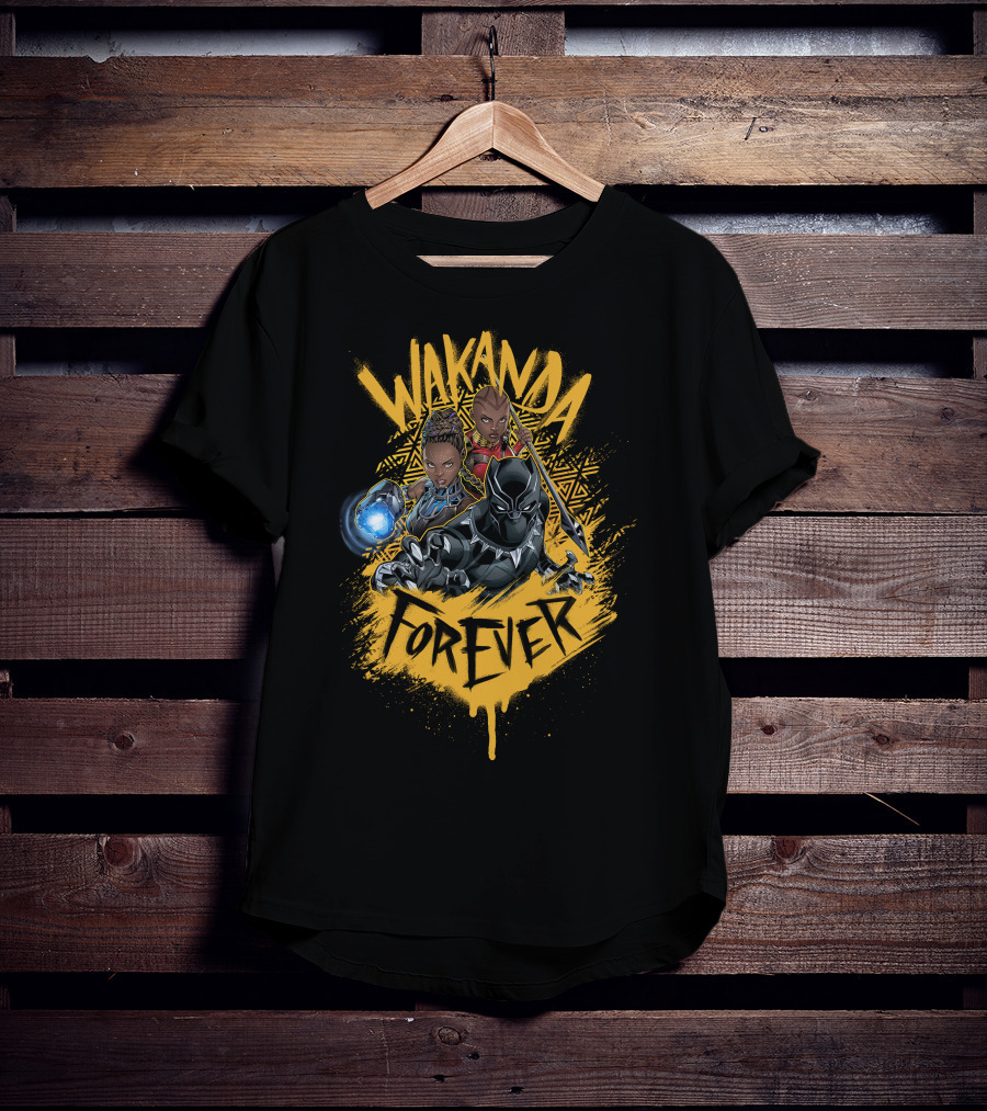 Wakanda Forever Marvel Black Panther Group Shot Painted T-Shirt