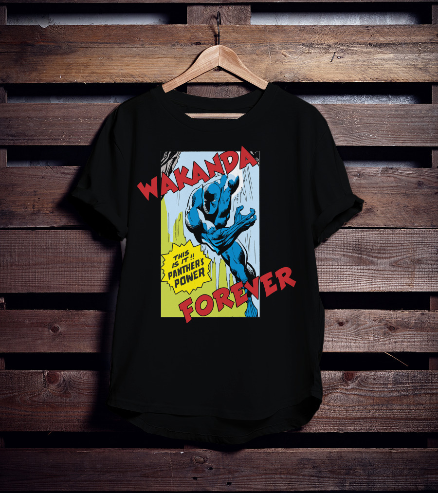 Wakanda Forever This Is It Panther's Power Marvel Black Panther Vintage Comic T-Shirt