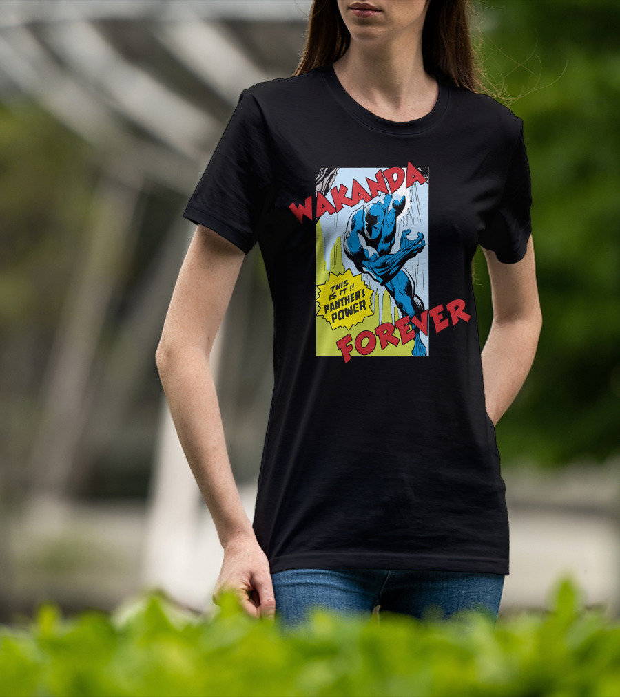 Wakanda Forever This Is It Panther's Power Marvel Black Panther Vintage Comic T-Shirt