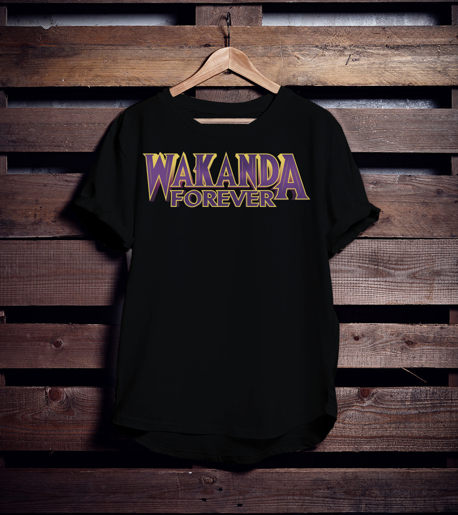 Marvel Black Panther Wakanda Forever Bold Iconic Lettering T-Shirt