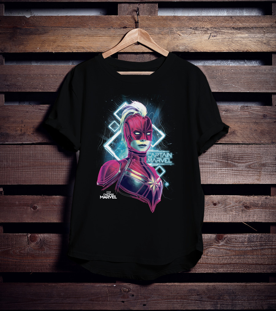 Marvel Captain Marvel Space Neon Glow T-Shirt