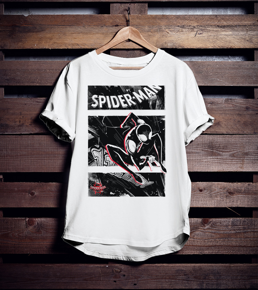 Spider-Man Marvel Spiderverse Comic Graphic Action Panels T-Shirt