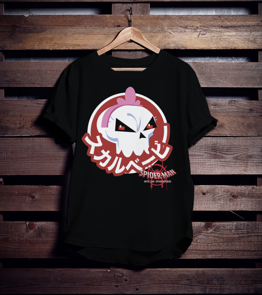 Spider-Man Into The Spider-Verse Skull Sticker Marvel T-Shirt