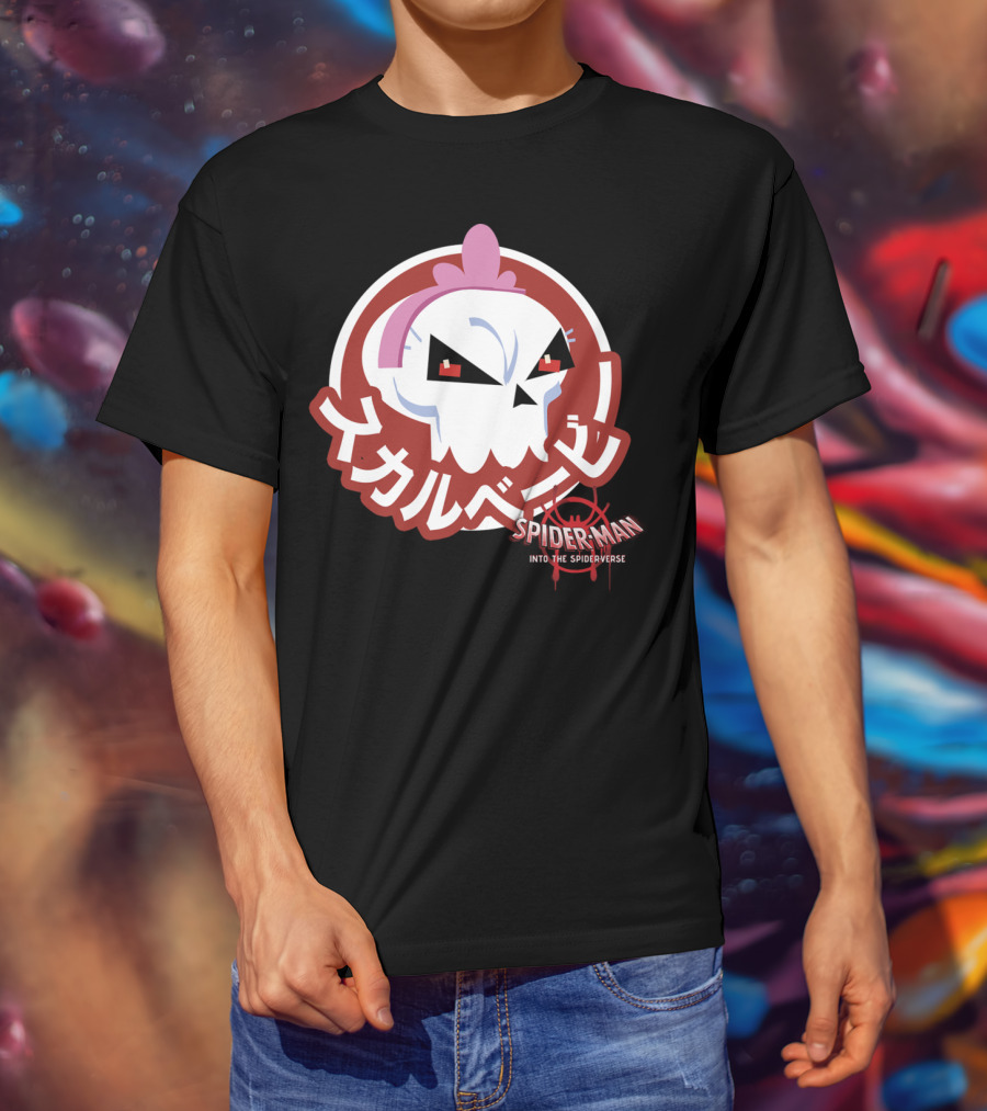 Spider-Man Into The Spider-Verse Skull Sticker Marvel T-Shirt