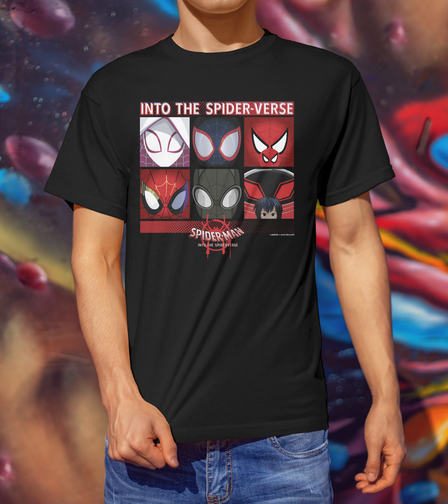 Marvel Spider-Man Into The Spider-Verse Square Group T-Shirt
