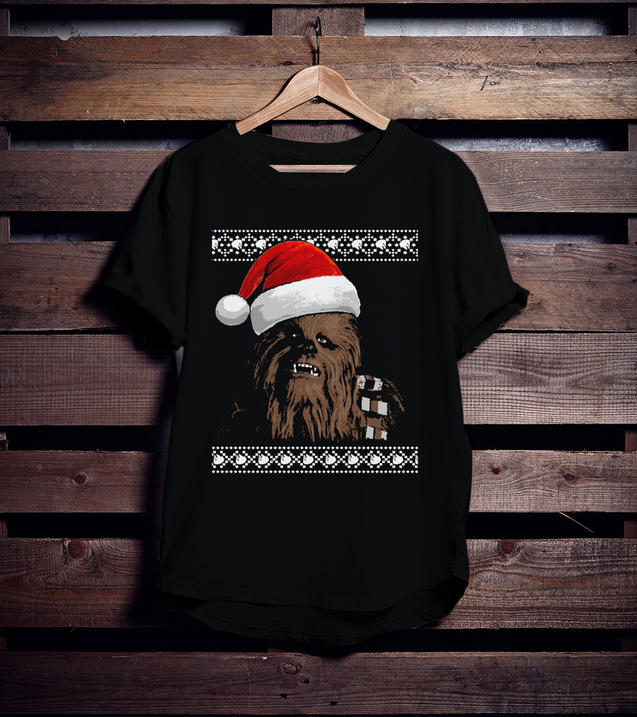 Chewbacca In Santa Hat Star Wars Holiday T-Shirt