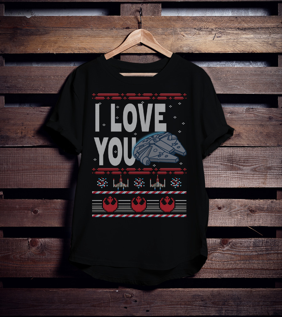 I Love You Star Wars Millennium Falcon X-Wing Rebel Icons T-Shirt