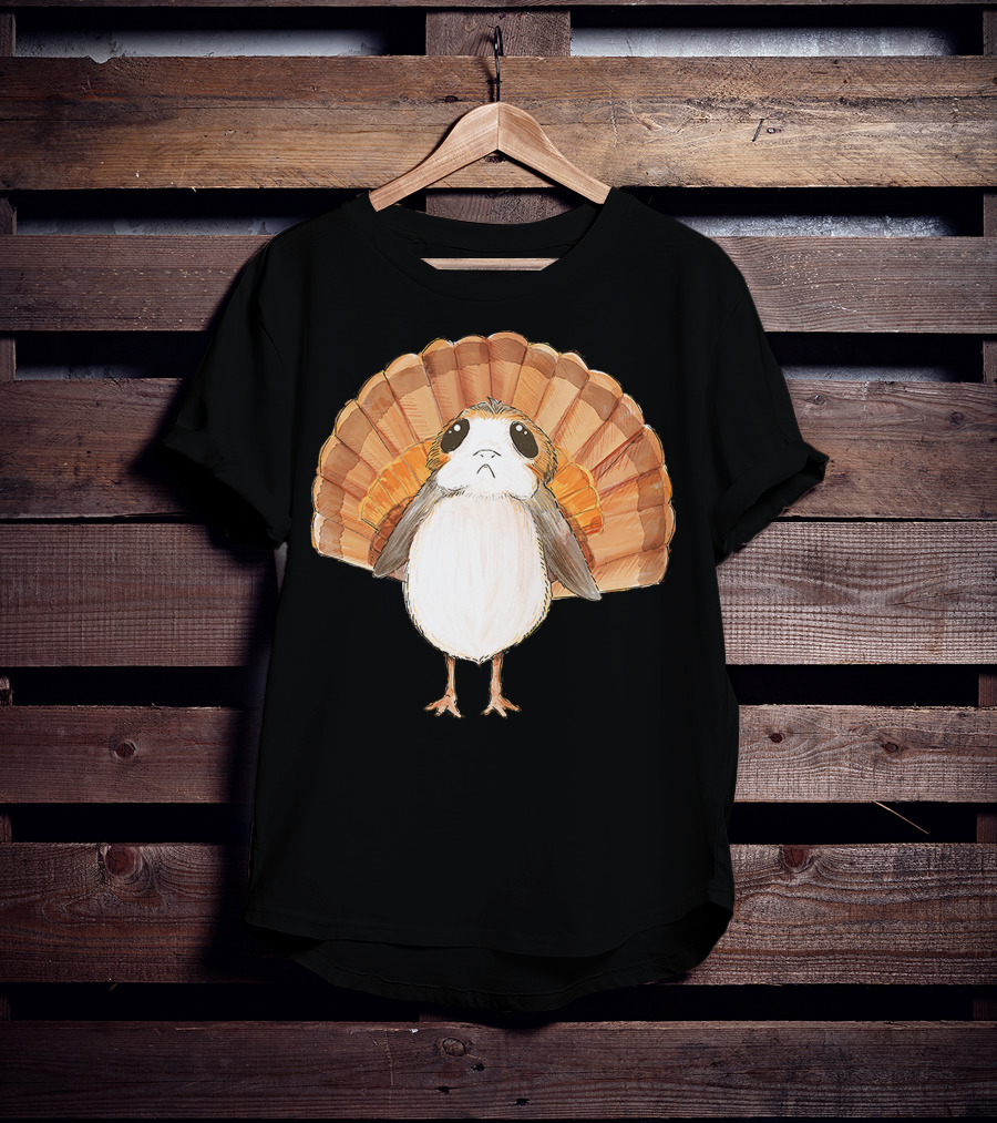 Star Wars Porg Turkey Thanksgiving Feathers T-Shirt